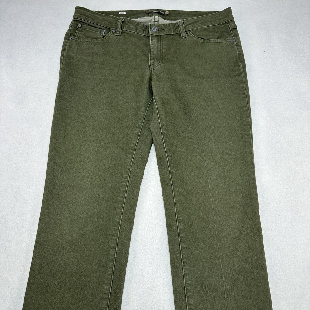 PrAna Jeans Womens 10/30 Green Straight Mid Rise Stretch Denim Medium Wash Pants